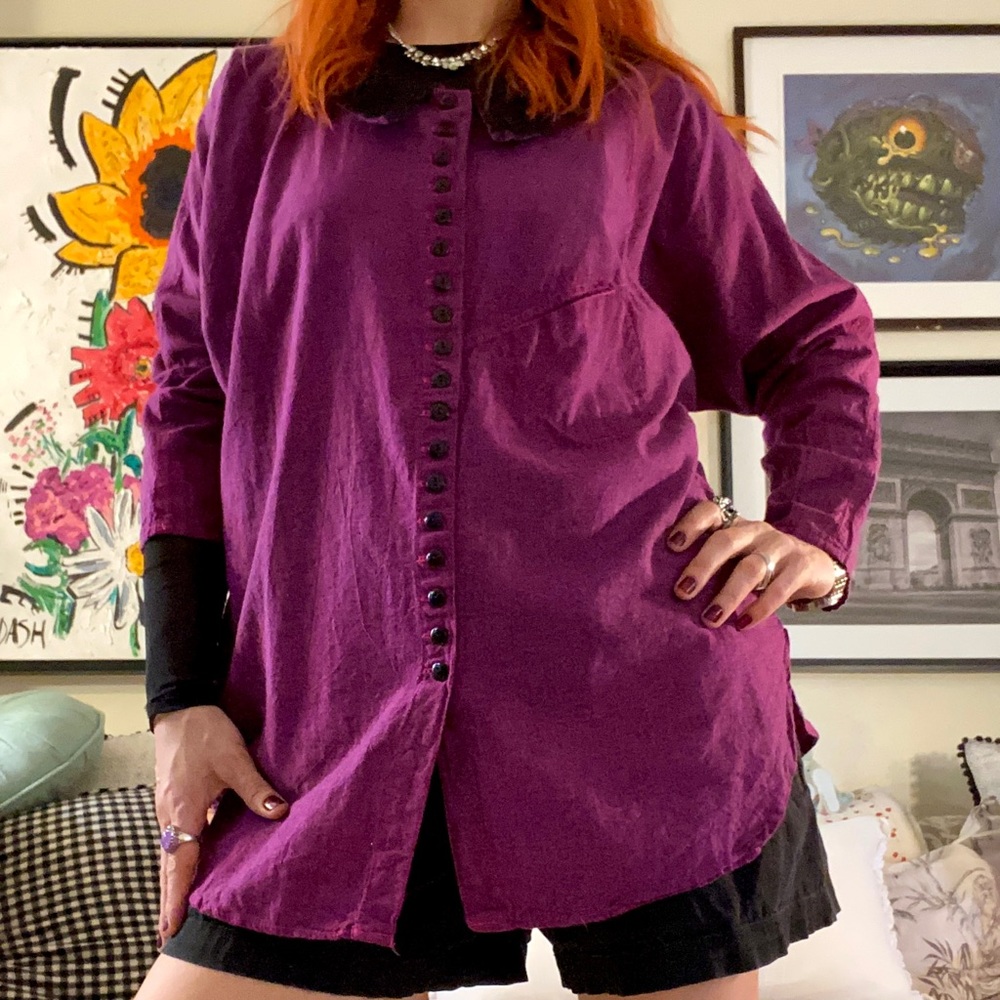 switch usa 90s plum acid wash oversized button up / size small